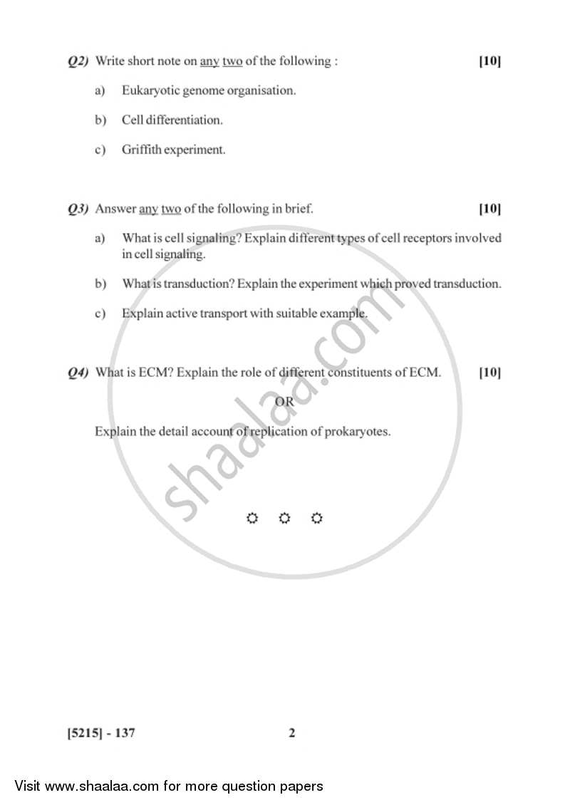 Cell and Molecular Biology Microbial Genetics 2017-2018 Semester 3 (FYBSc) - University of Pune question paper with PDF download