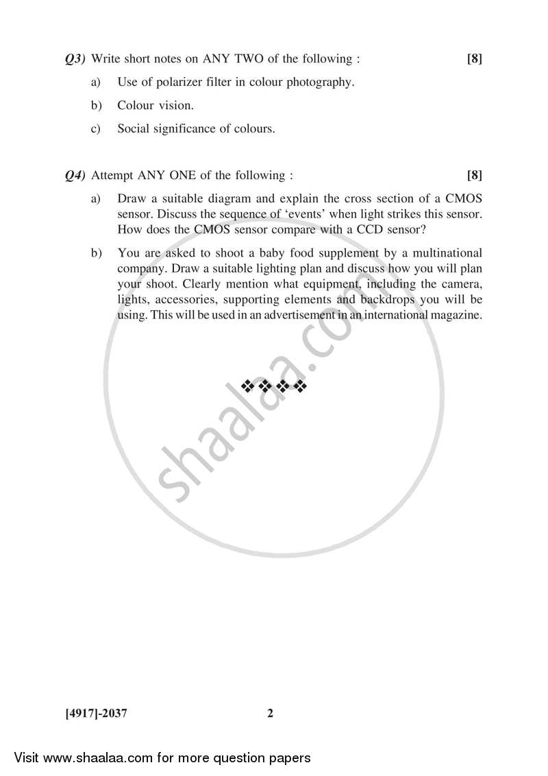 Colour Photography 2015-2016 Semester 4 (FYBSc) - University of Pune question paper with PDF download