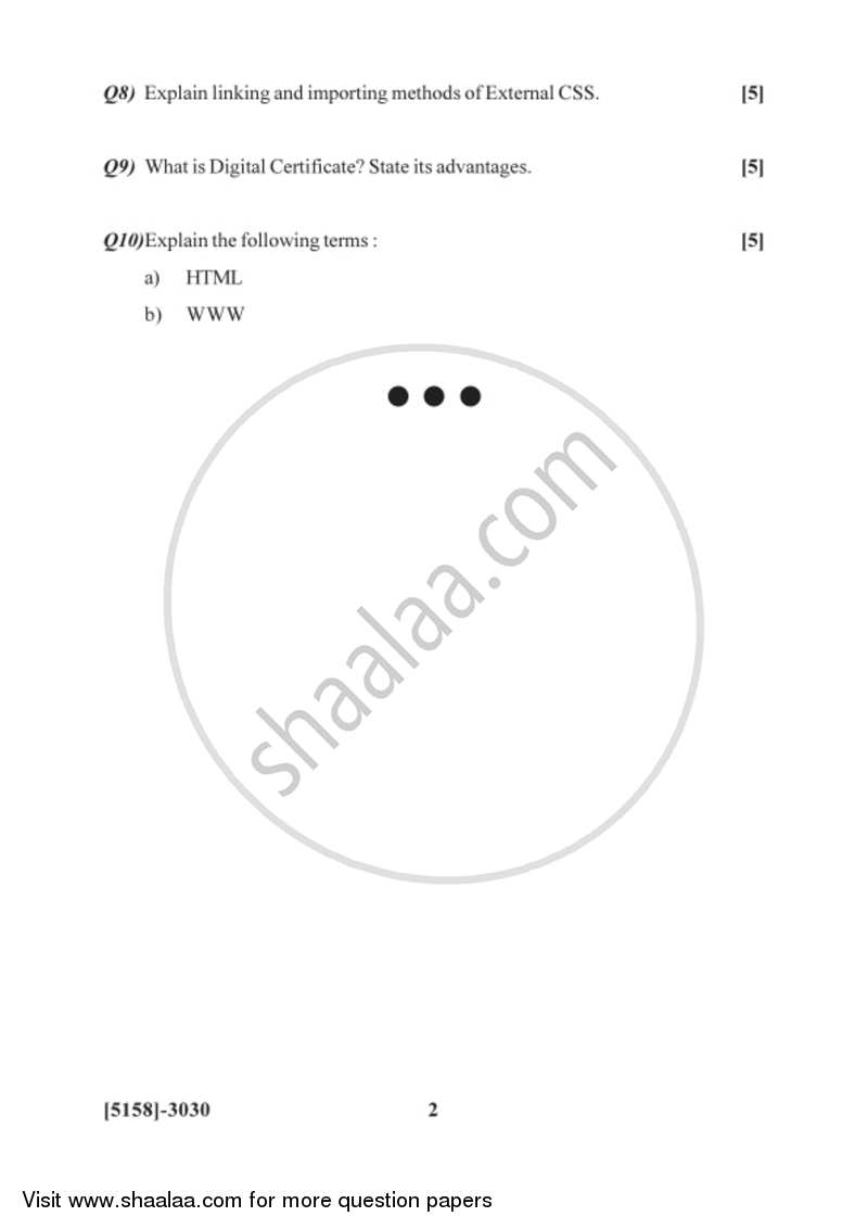 Computer Applications 5 2016-2017 T.Y.B.Com Vocational - University of Pune question paper with PDF download