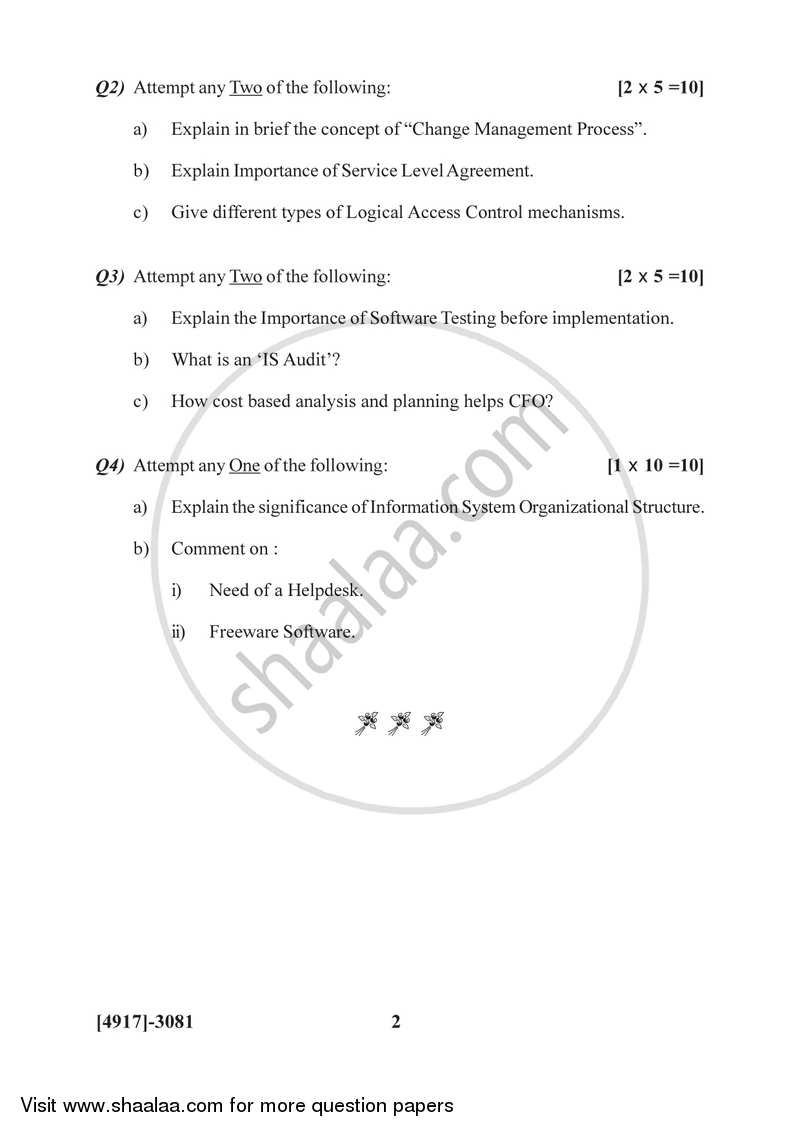 Computer/It Service Management 2015-2016 Semester 5 (FYBSc) - University of Pune question paper with PDF download