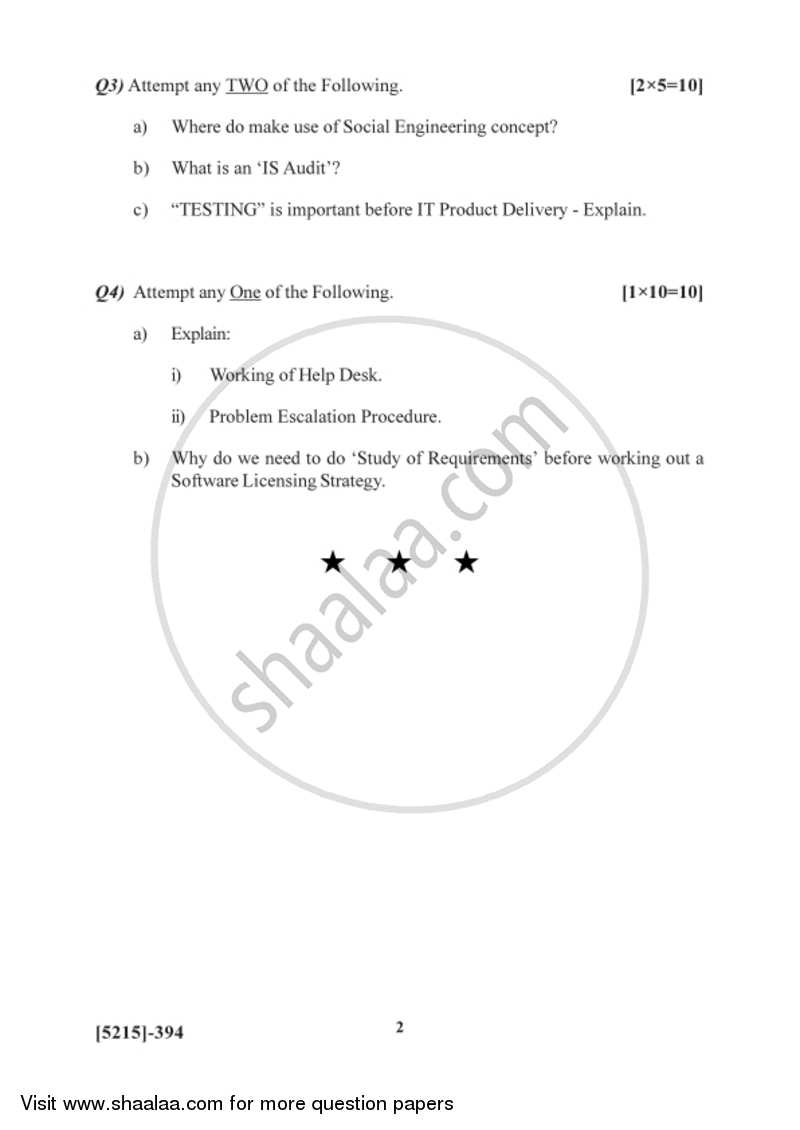 Computer/It Service Management 2017-2018 Semester 5 (FYBSc) - University of Pune question paper with PDF download