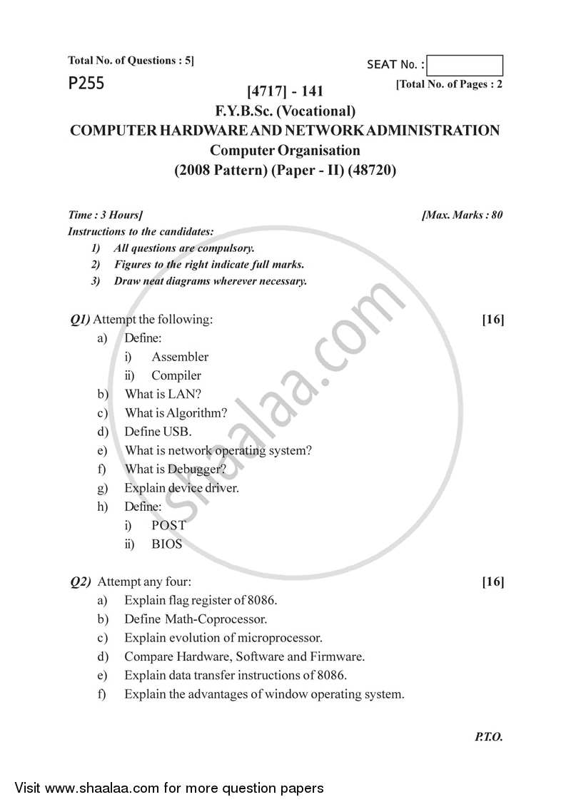 Computer Organisation (Hardware and Software Aspects) 2014-2015 Semester 2 (FYBSc) - University of Pune question paper with PDF download