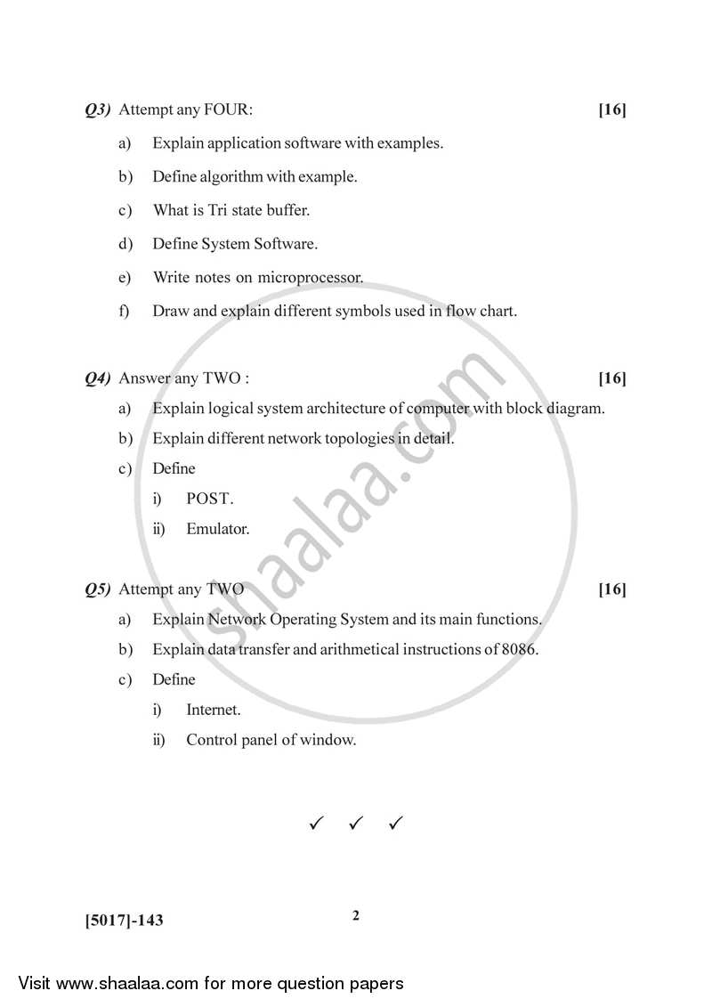 Computer Organisation (Hardware and Software Aspects) 2016-2017 Semester 2 (FYBSc) - University of Pune question paper with PDF download
