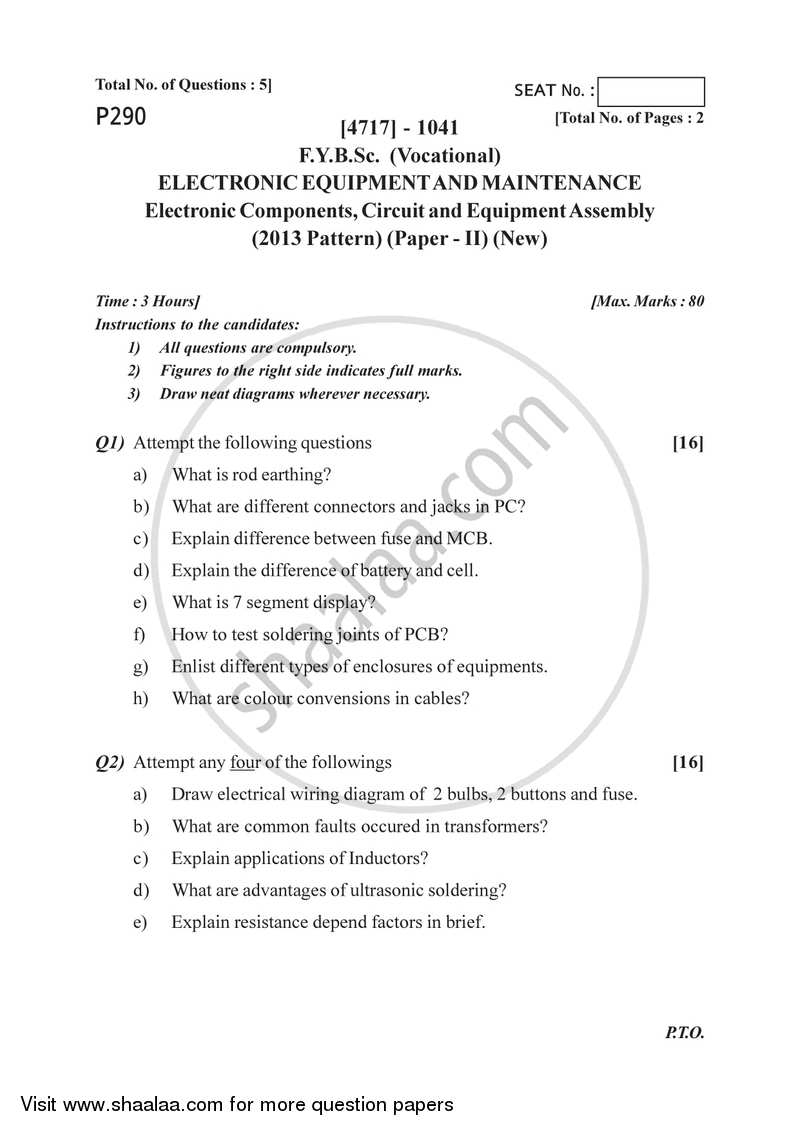 Electronic Components, Circuit and Equipment Assembly 2014-2015 Semester 2 (FYBSc) - University of Pune question paper with PDF download