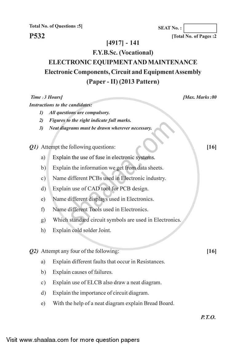 Electronic Components, Circuit and Equipment Assembly 2015-2016 Semester 2 (FYBSc) - University of Pune question paper with PDF download