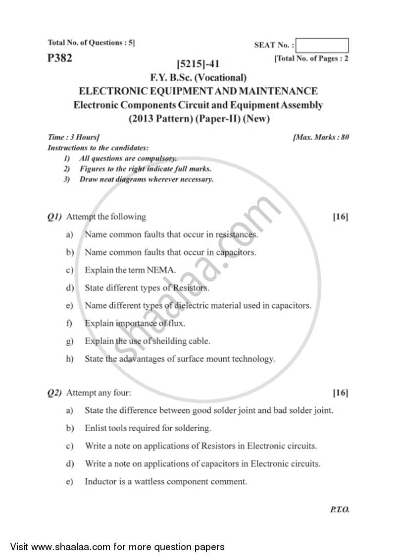 Electronic Components, Circuit and Equipment Assembly 2017-2018 Semester 2 (FYBSc) - University of Pune question paper with PDF download