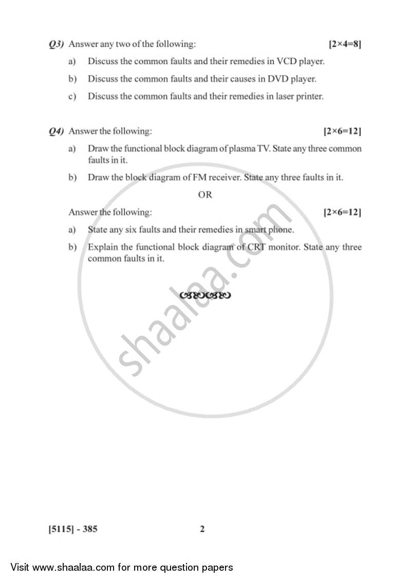 Electronic Equipment Troubleshooting and Repairs 2016-2017 Semester 5 (FYBSc) - University of Pune question paper with PDF download