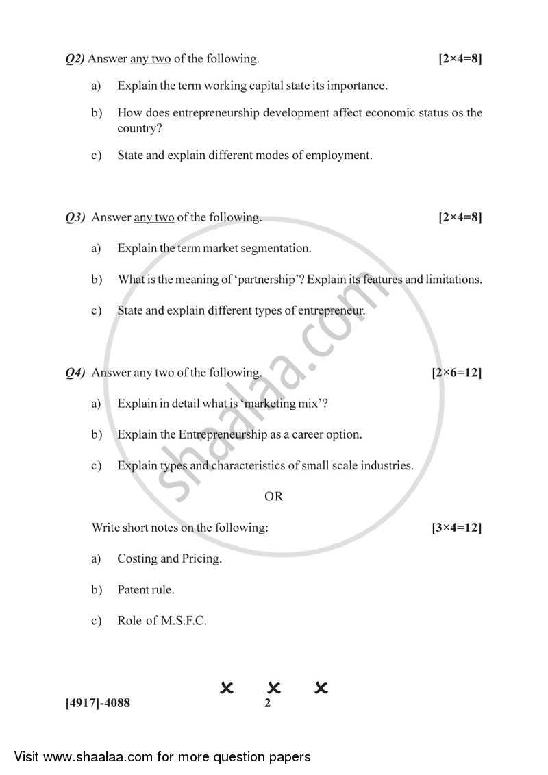 Entrepreneurship Development 2015-2016 Semester 6 (FYBSc) - University of Pune question paper with PDF download
