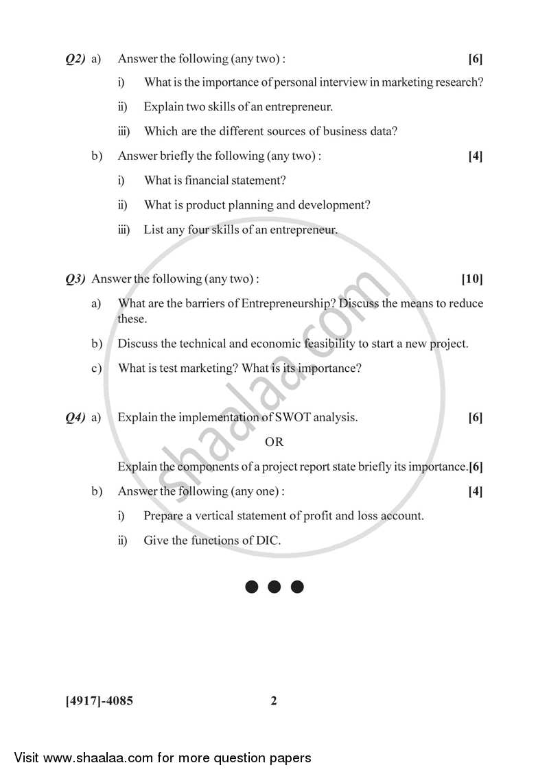 Entrepreneurship Development 2015-2016 Semester 6 (FYBSc) - University of Pune question paper with PDF download