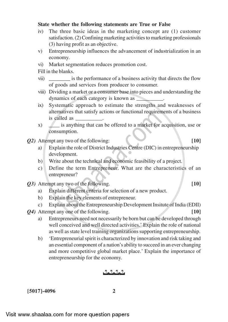 Entrepreneurship Development 2016-2017 Semester 6 (FYBSc) - University of Pune question paper with PDF download