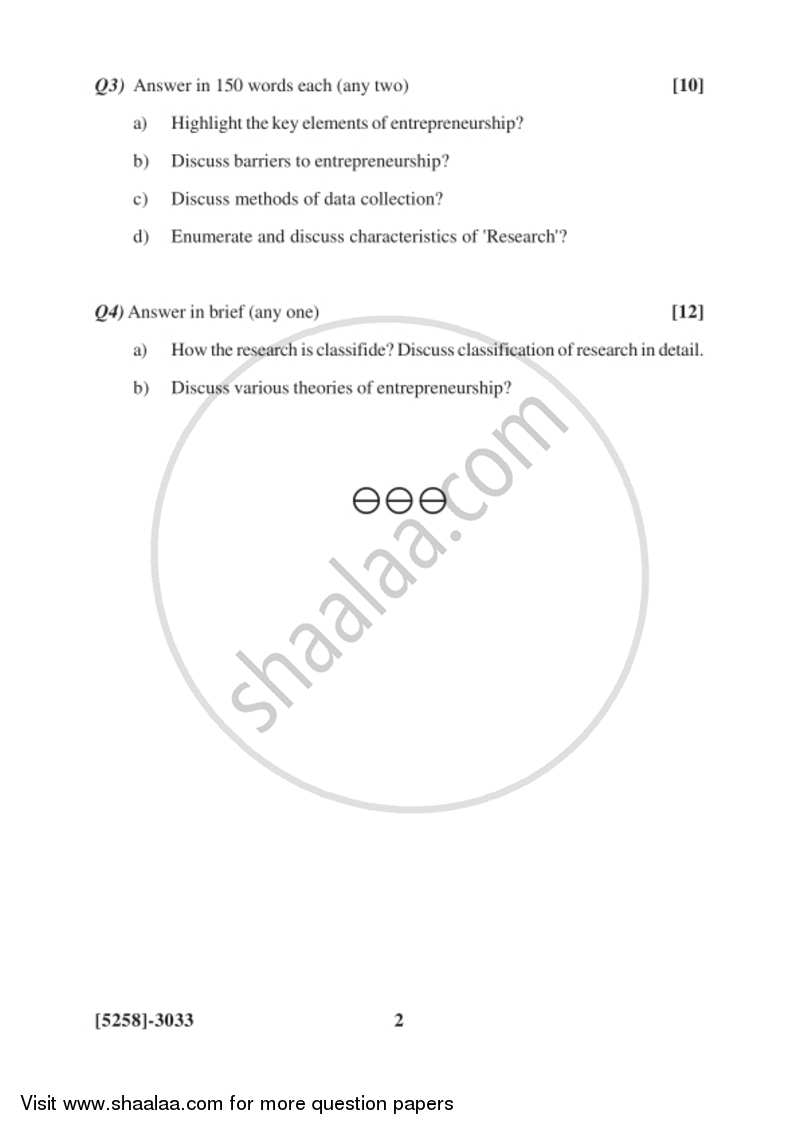 Entrepreneurship Development and Project Work 2017-2018 T.Y.B.Com Vocational - University of Pune question paper with PDF download