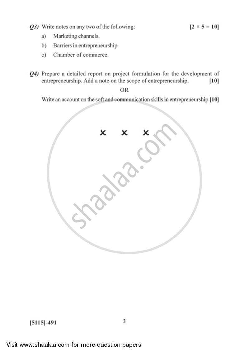 Entrepreneurship Development 2016-2017 Semester 6 (FYBSc) - University of Pune question paper with PDF download