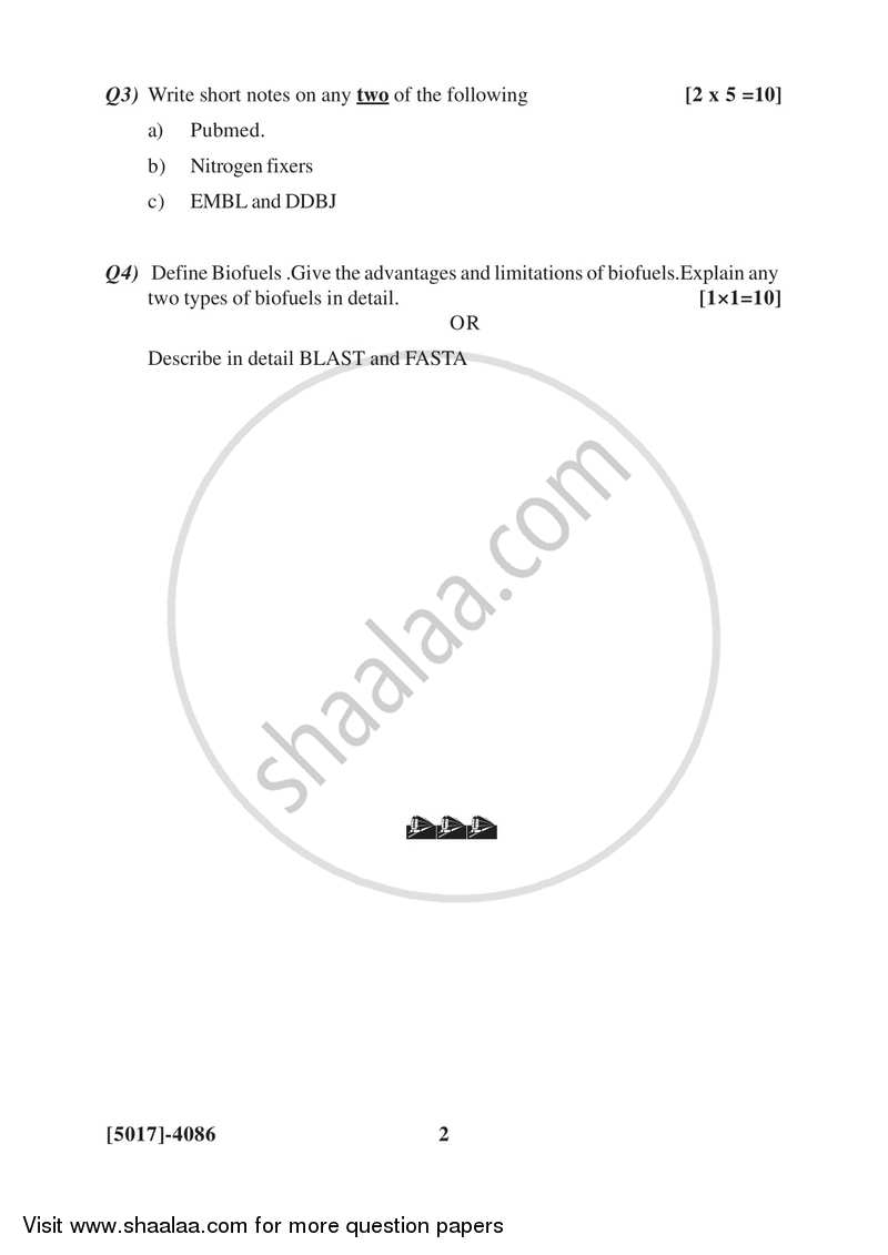 Environmental Biotechnology and Bioinformatics 2016-2017 Semester 6 (FYBSc) - University of Pune question paper with PDF download