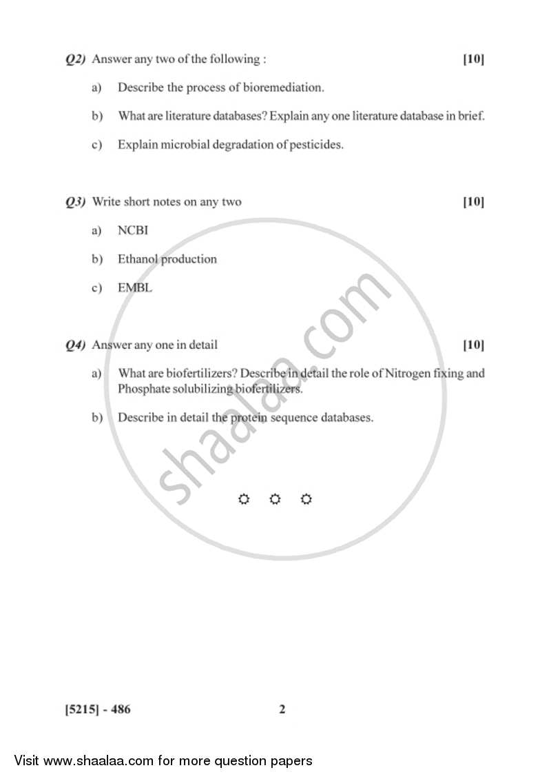 Environmental Biotechnology and Bioinformatics 2017-2018 Semester 6 (FYBSc) - University of Pune question paper with PDF download
