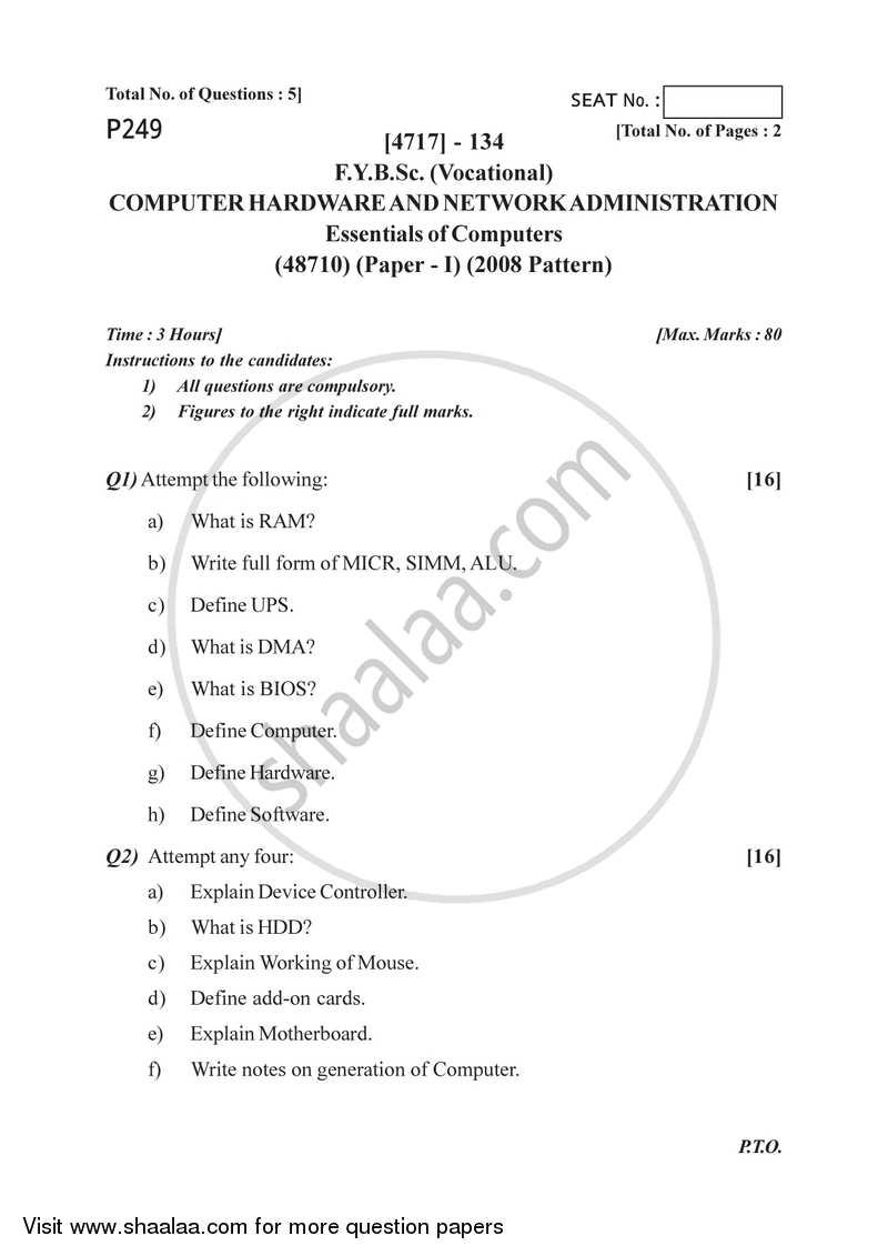 Essentials of Computer 2014-2015 Semester 2 (FYBSc) - University of Pune question paper with PDF download