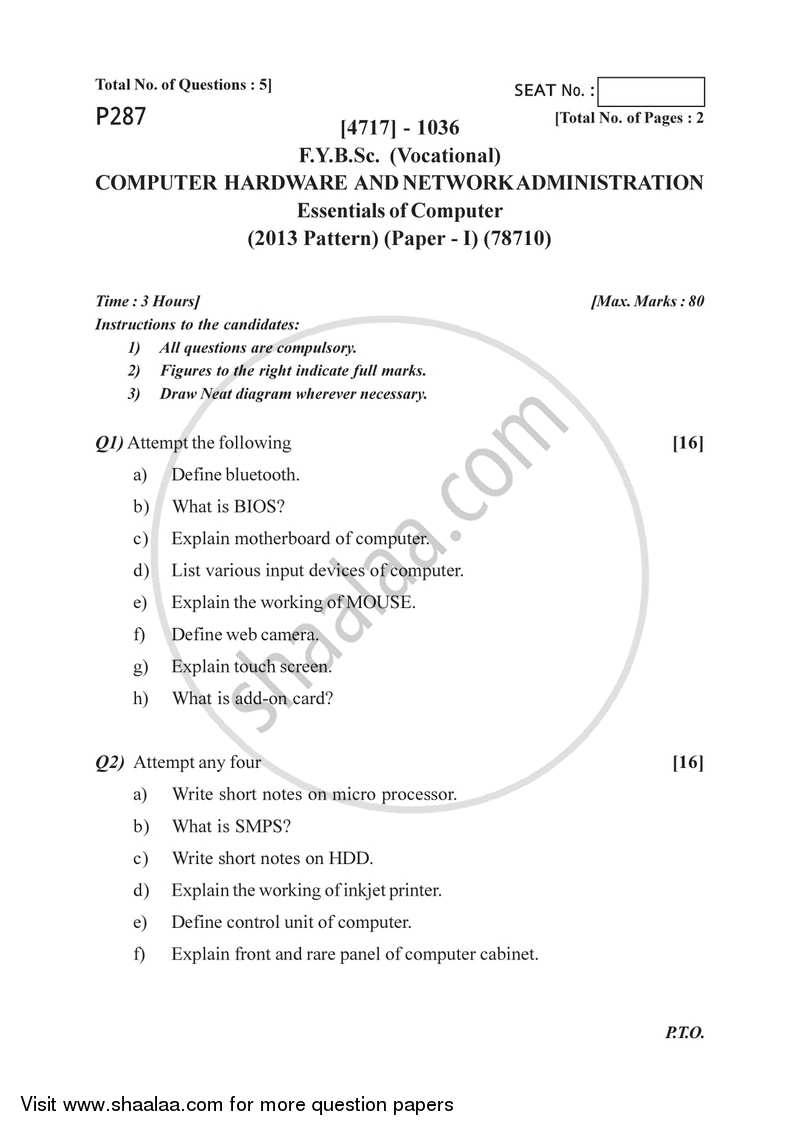 Essentials of Computer 2014-2015 Semester 2 (FYBSc) - University of Pune question paper with PDF download
