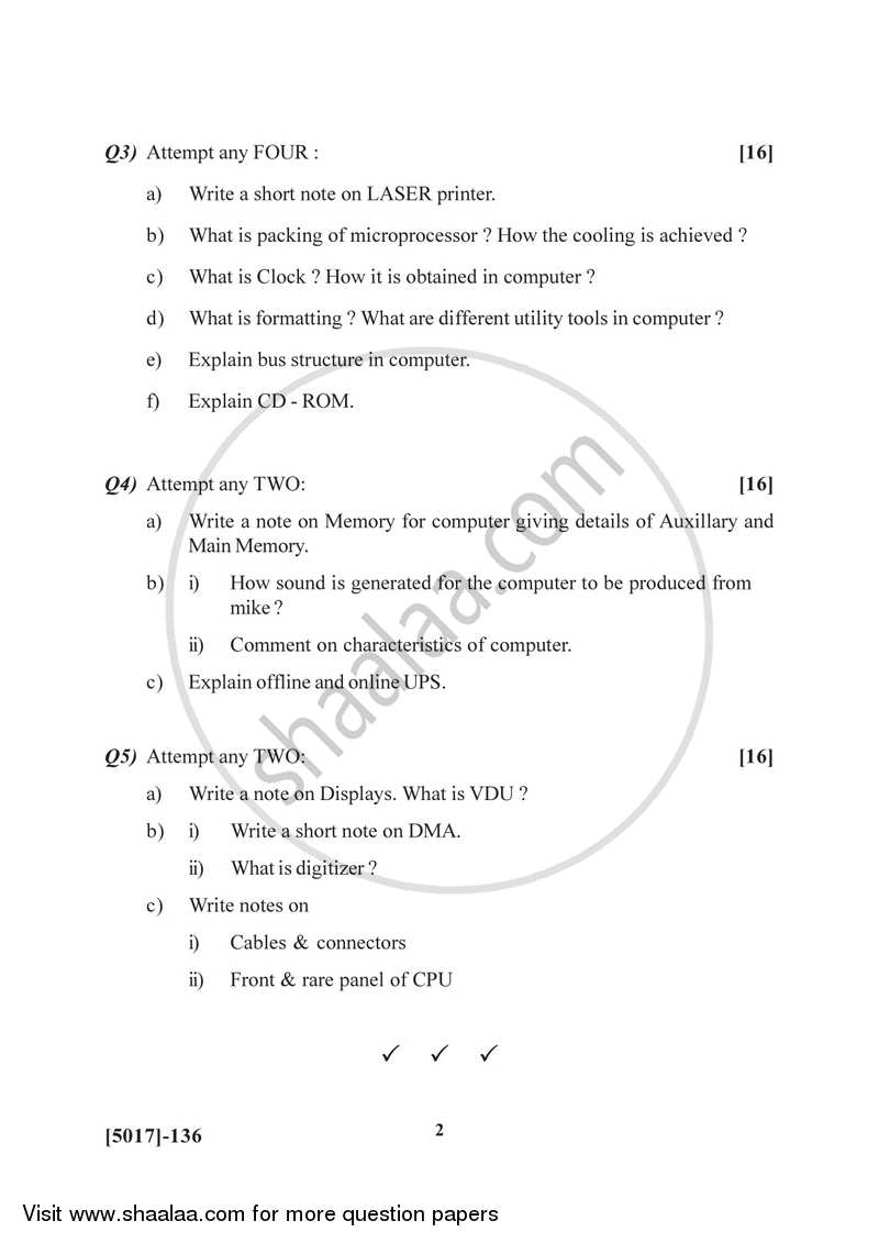 Essentials of Computer 2016-2017 Semester 2 (FYBSc) - University of Pune question paper with PDF download
