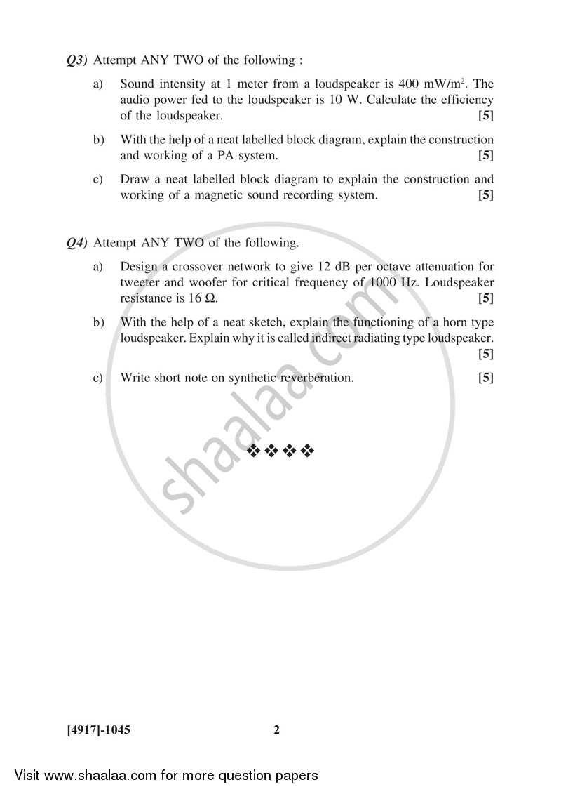 Fundamentals of Acoustics and Sound for Media 2015-2016 Semester 3 (FYBSc) - University of Pune question paper with PDF download
