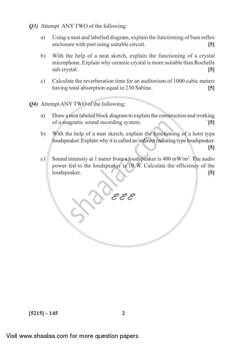 Fundamentals of Acoustics and Sound for Media 2017-2018 Semester 3 (FYBSc) - University of Pune question paper with PDF download