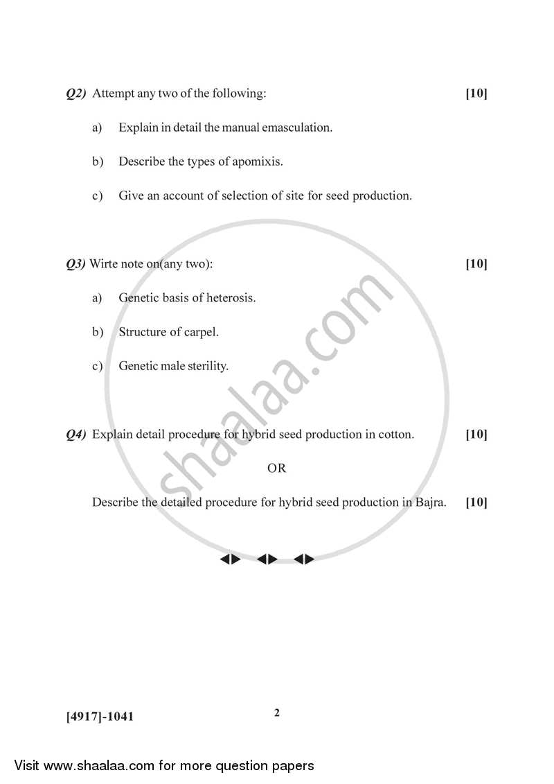 Hybrid Seed Production 2015-2016 Semester 3 (FYBSc) - University of Pune question paper with PDF download