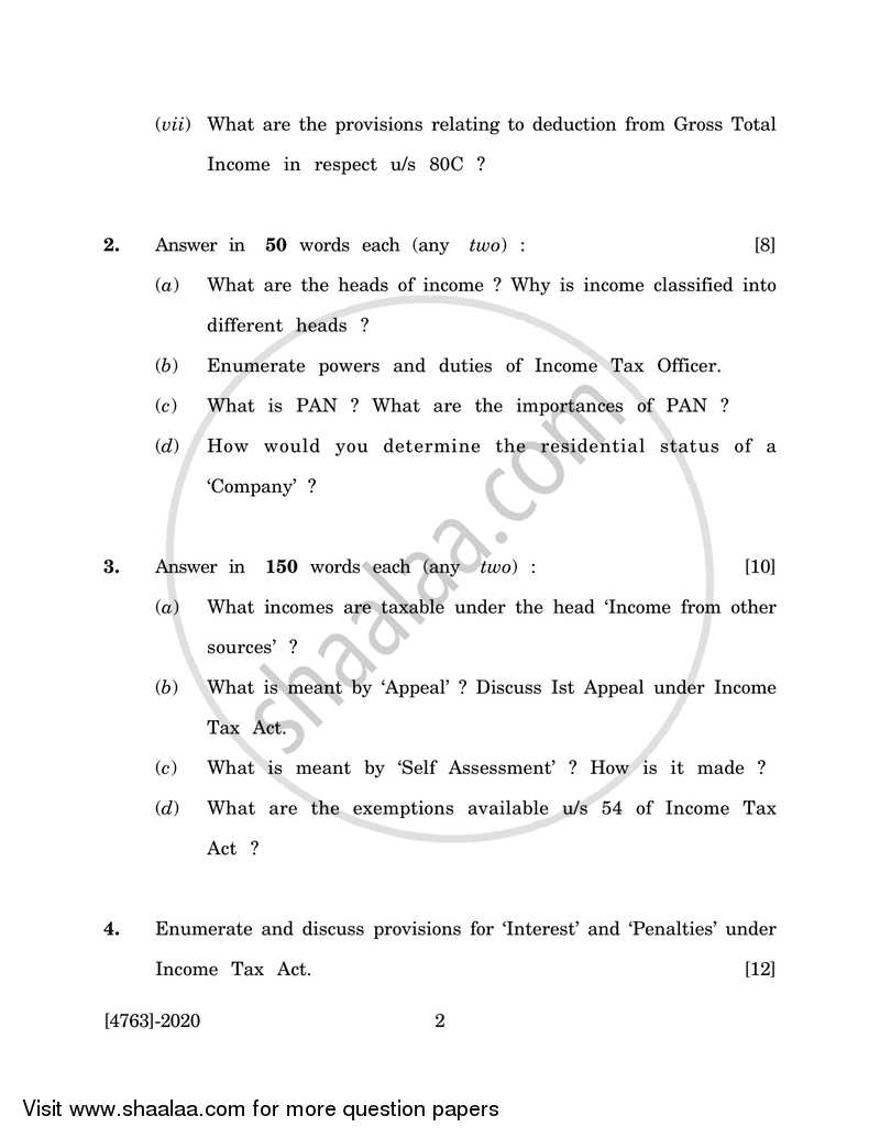 Income Tax 2014-2015 S.Y.B.Com Vocational - University of Pune question paper with PDF download