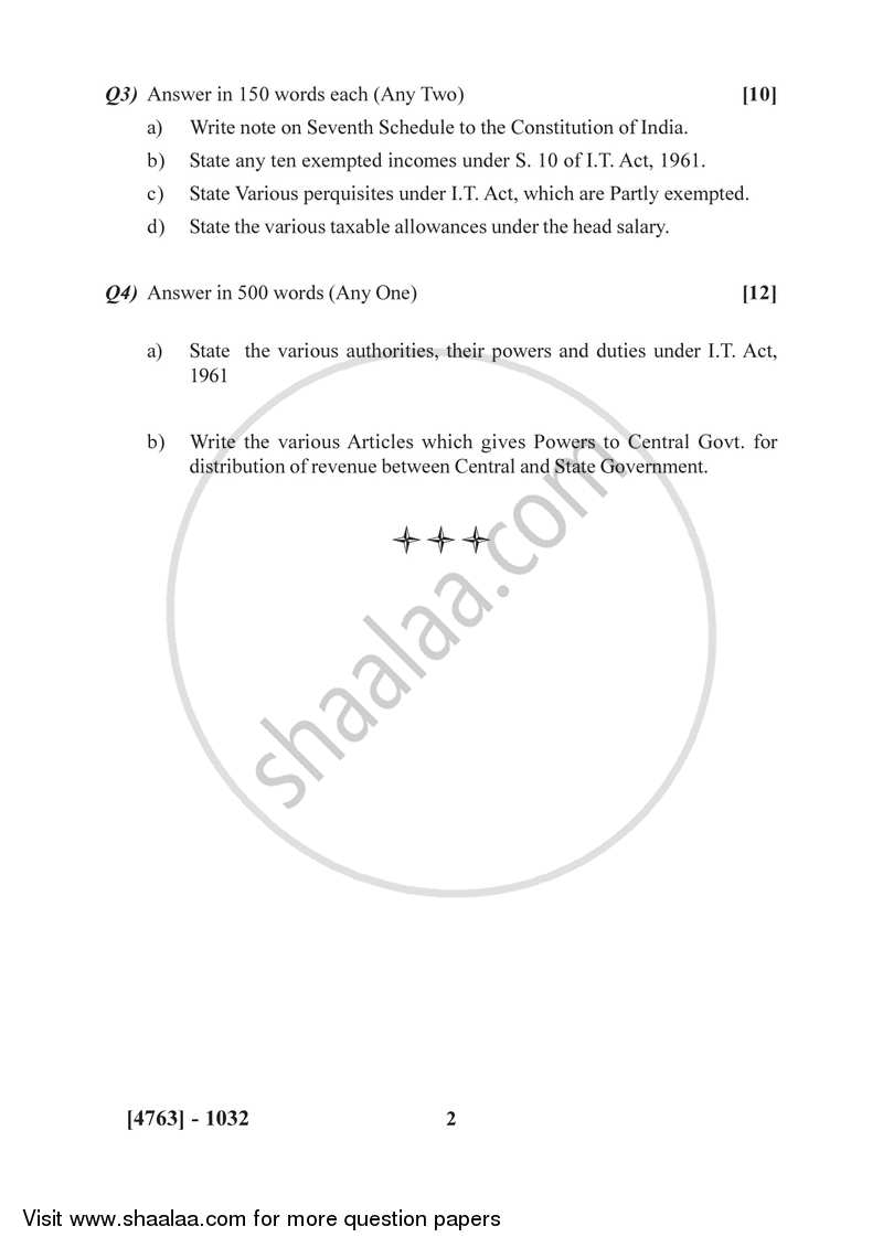 Indian Tax System 2014-2015 F.Y.B.Com Vocational - University of Pune question paper with PDF download