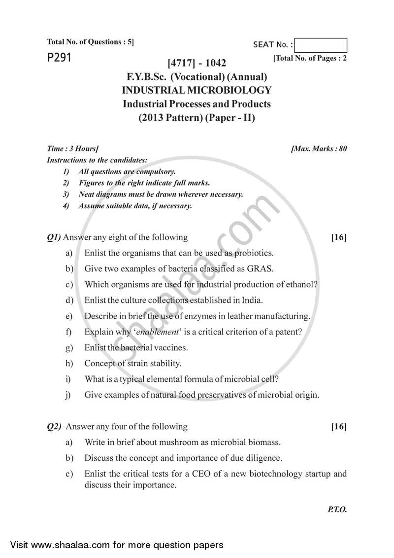 Industrial Processes and Products 2014-2015 Semester 2 (FYBSc) - University of Pune question paper with PDF download