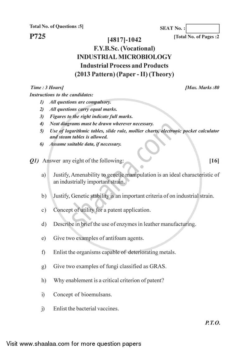 Industrial Processes and Products 2015-2016 Semester 2 (FYBSc) - University of Pune question paper with PDF download