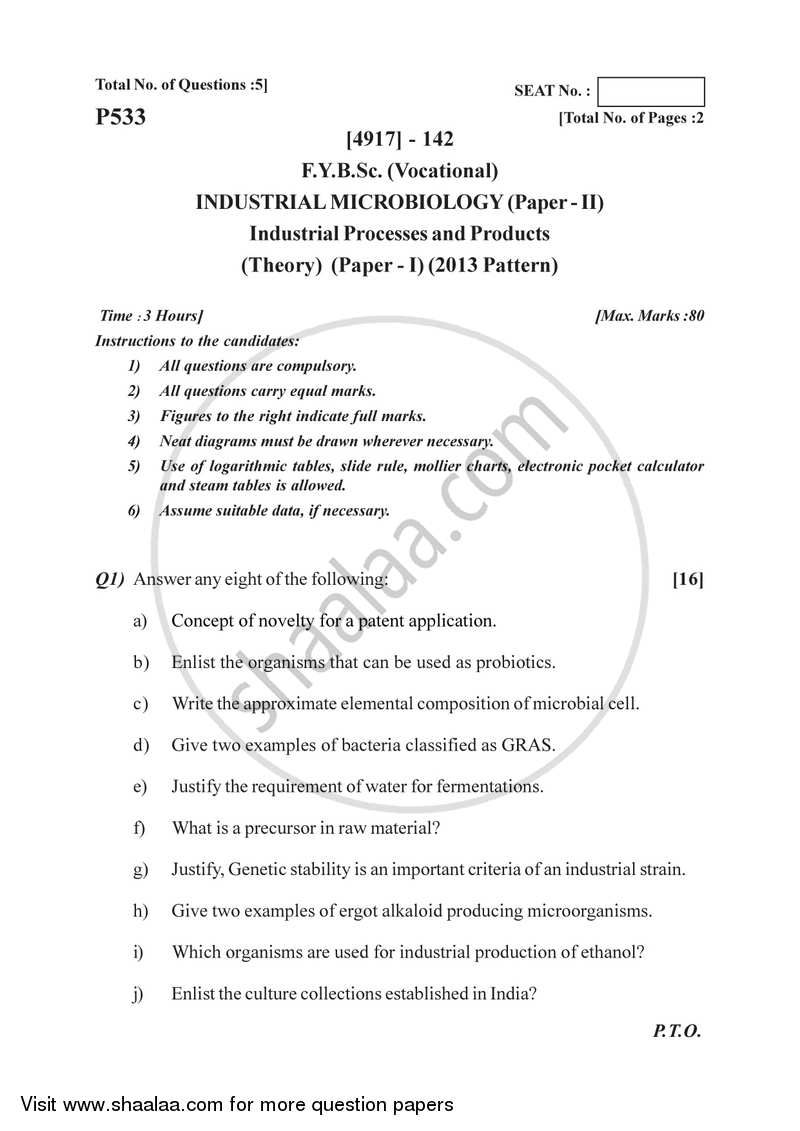 Industrial Processes and Products 2015-2016 Semester 2 (FYBSc) - University of Pune question paper with PDF download