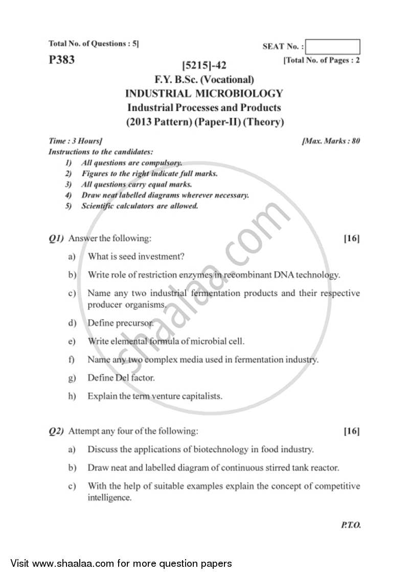 Industrial Processes and Products 2017-2018 Semester 2 (FYBSc) - University of Pune question paper with PDF download