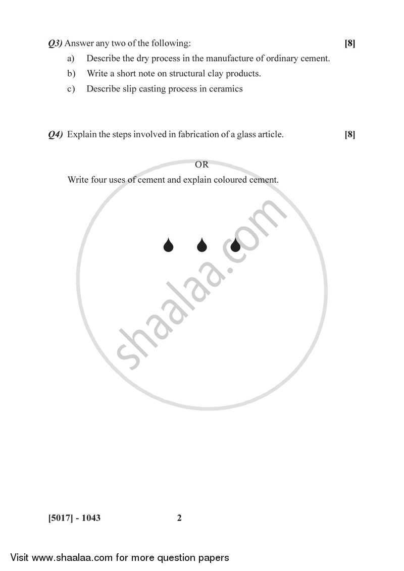 Inorganic process industries 2016-2017 Semester 3 (FYBSc) - University of Pune question paper with PDF download