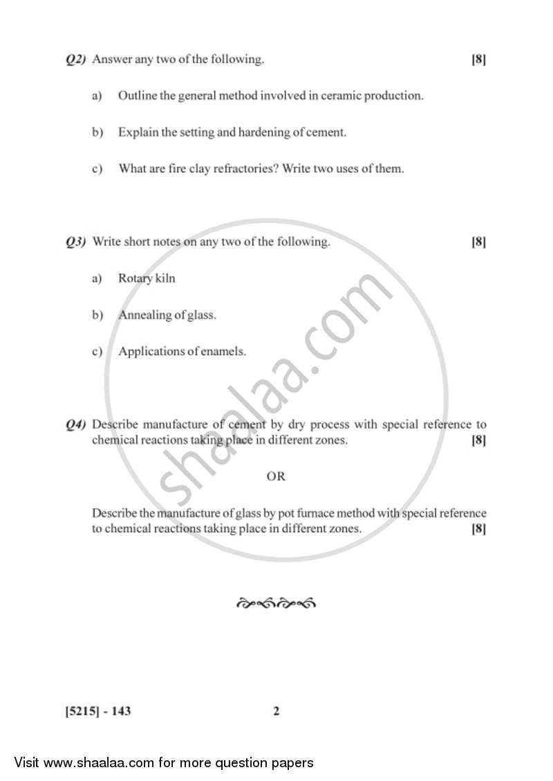 Inorganic process industries 2017-2018 Semester 3 (FYBSc) - University of Pune question paper with PDF download