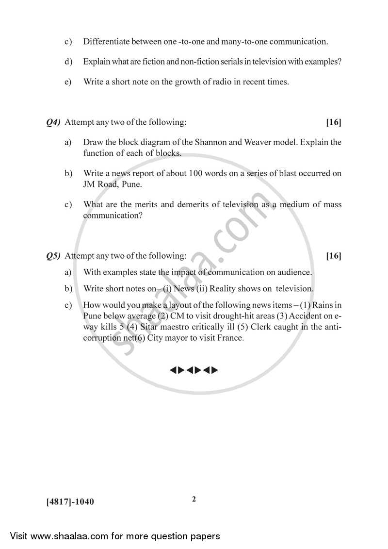 Introduction to Mass Communication and Media Scene in India 2015-2016 Semester 2 (FYBSc) - University of Pune question paper with PDF download