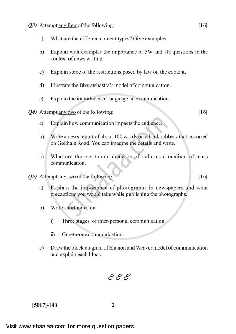 Introduction to Mass Communication and Media Scene in India 2016-2017 Semester 2 (FYBSc) - University of Pune question paper with PDF download