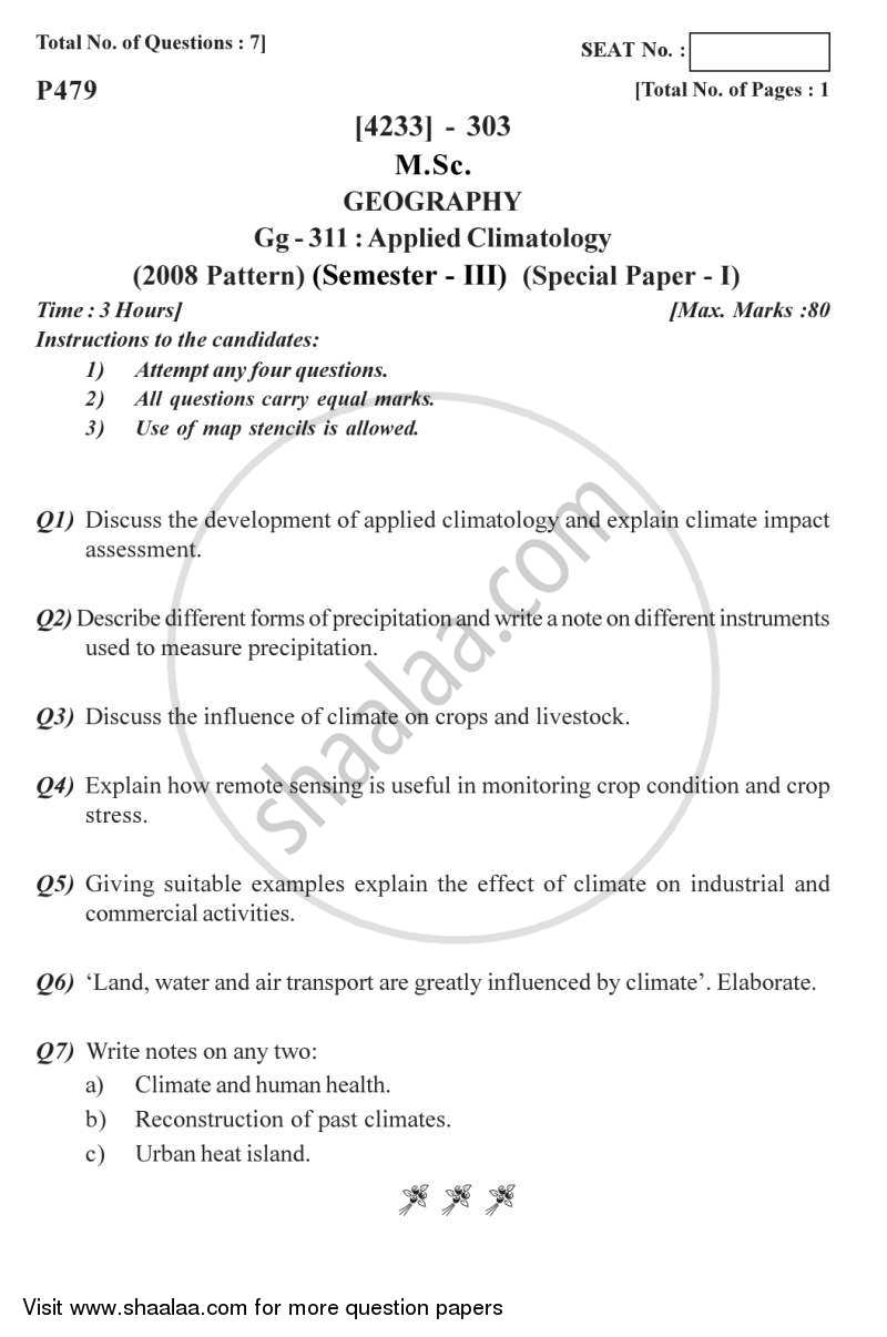 Applied Climatology 2012-2013 - M.A. - Semester 3 - University of Pune question paper with PDF download