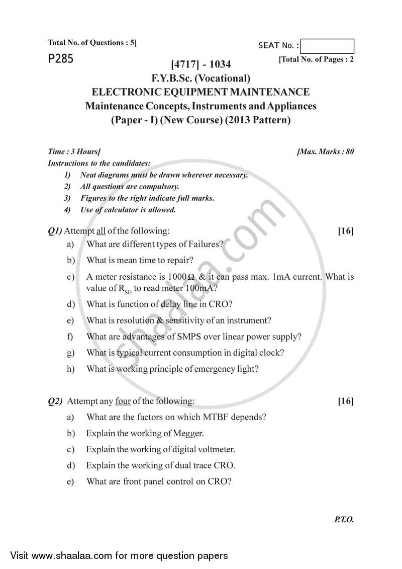 Maintenance Concepts, Instruments and Appliances 2014-2015 Semester 2 (FYBSc) - University of Pune question paper with PDF download