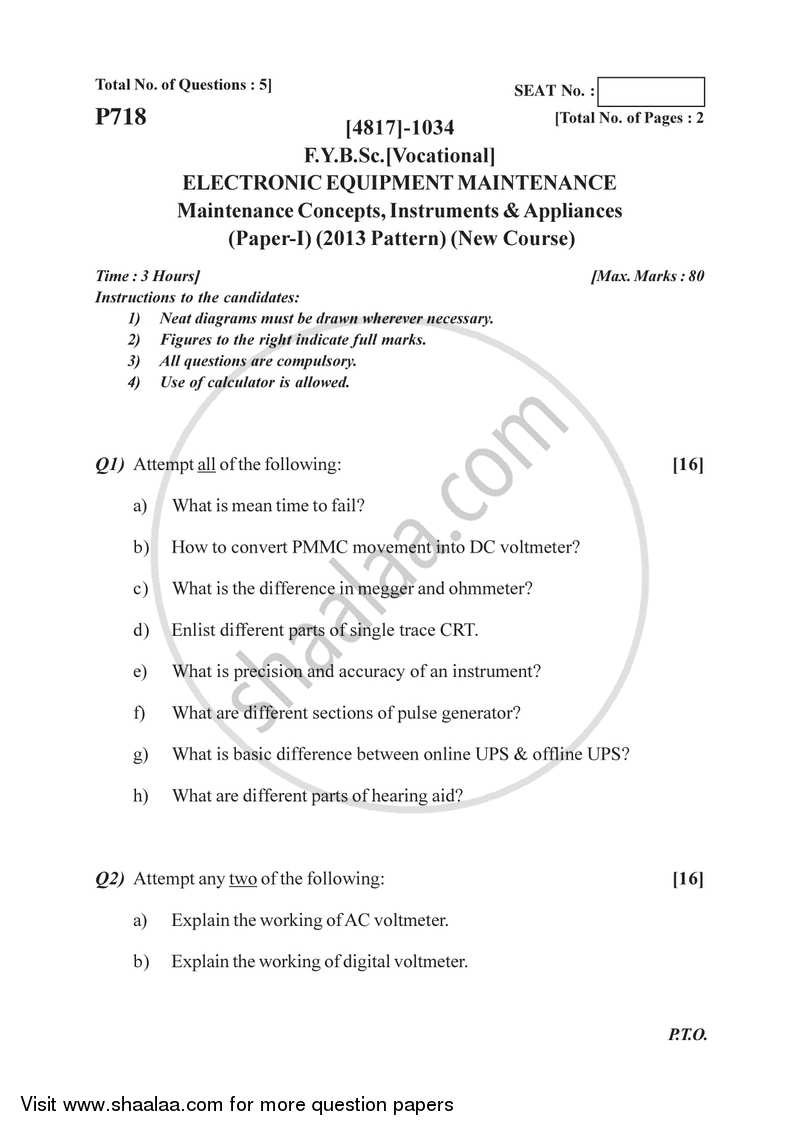 Maintenance Concepts, Instruments and Appliances 2015-2016 Semester 2 (FYBSc) - University of Pune question paper with PDF download