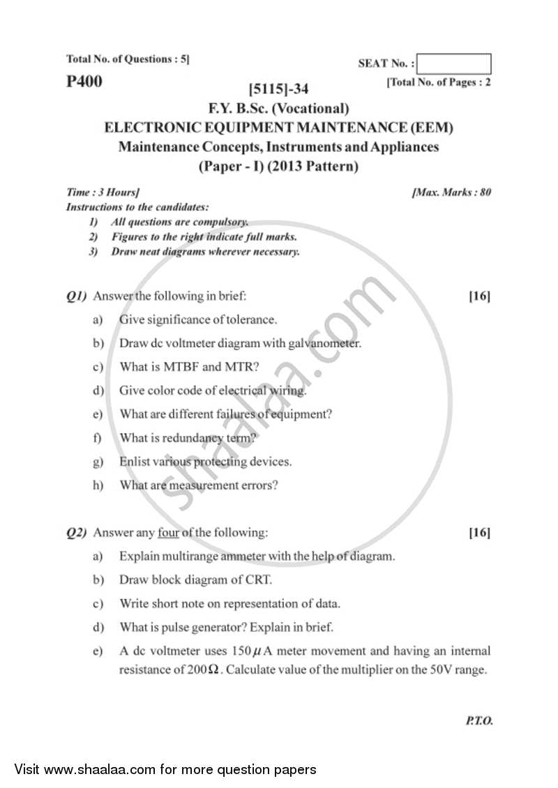 Maintenance Concepts, Instruments and Appliances 2016-2017 Semester 2 (FYBSc) - University of Pune question paper with PDF download