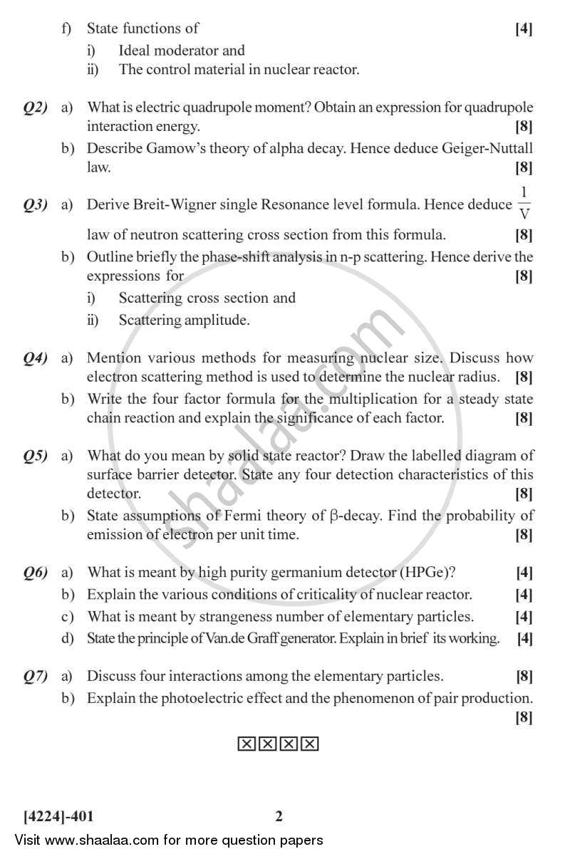 Nuclear Physics 20122013 M.Sc Physics Semester 4 question paper with