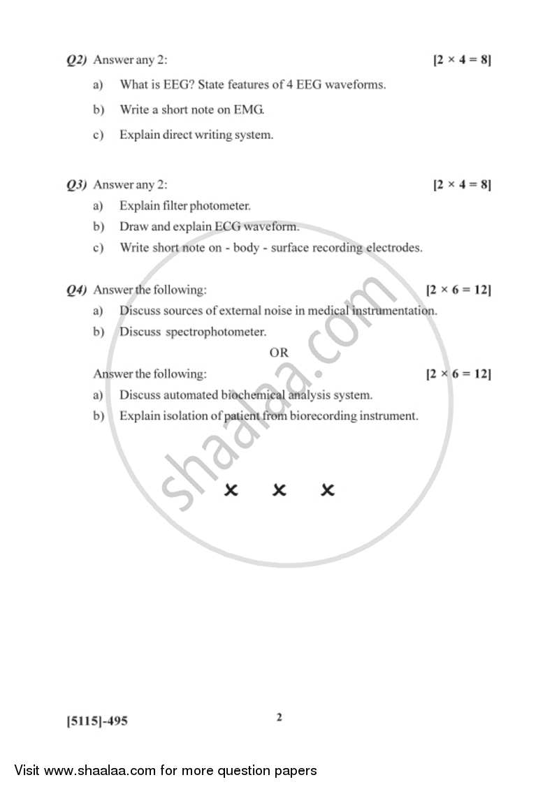 Medical Instrumentation 2016-2017 Semester 6 (FYBSc) - University of Pune question paper with PDF download