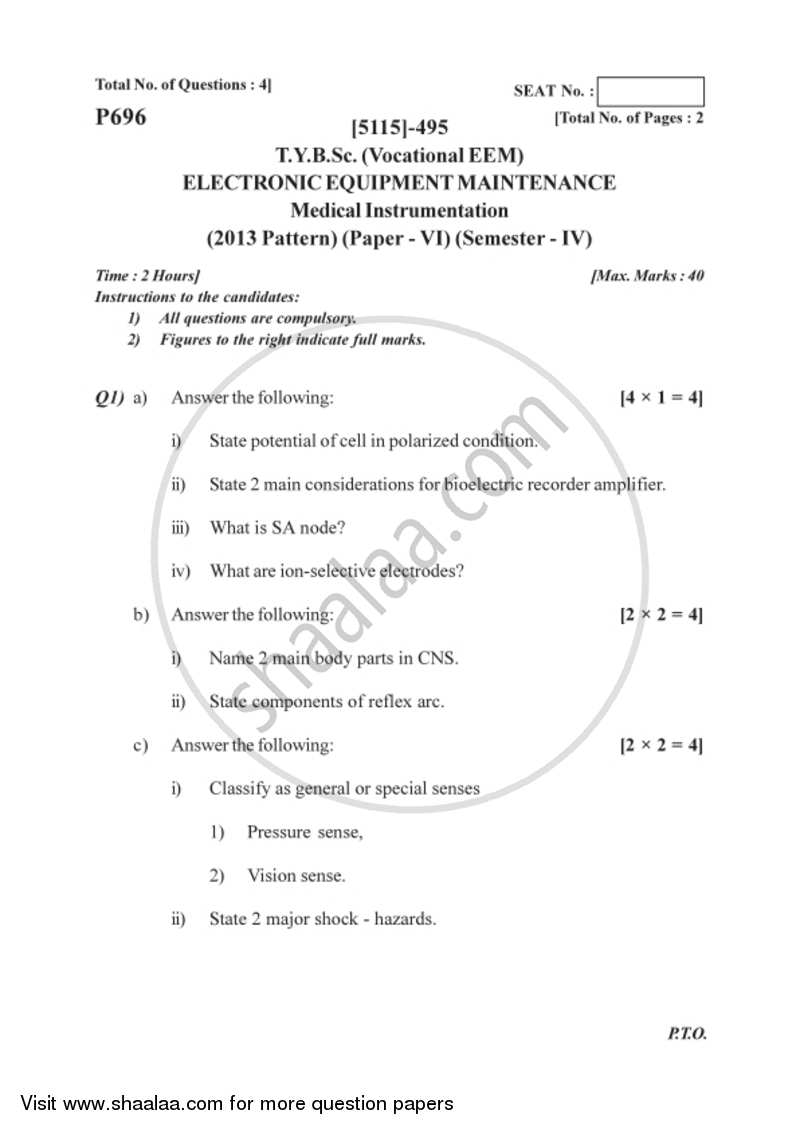 Medical Instrumentation 2016-2017 Semester 6 (FYBSc) - University of Pune question paper with PDF download