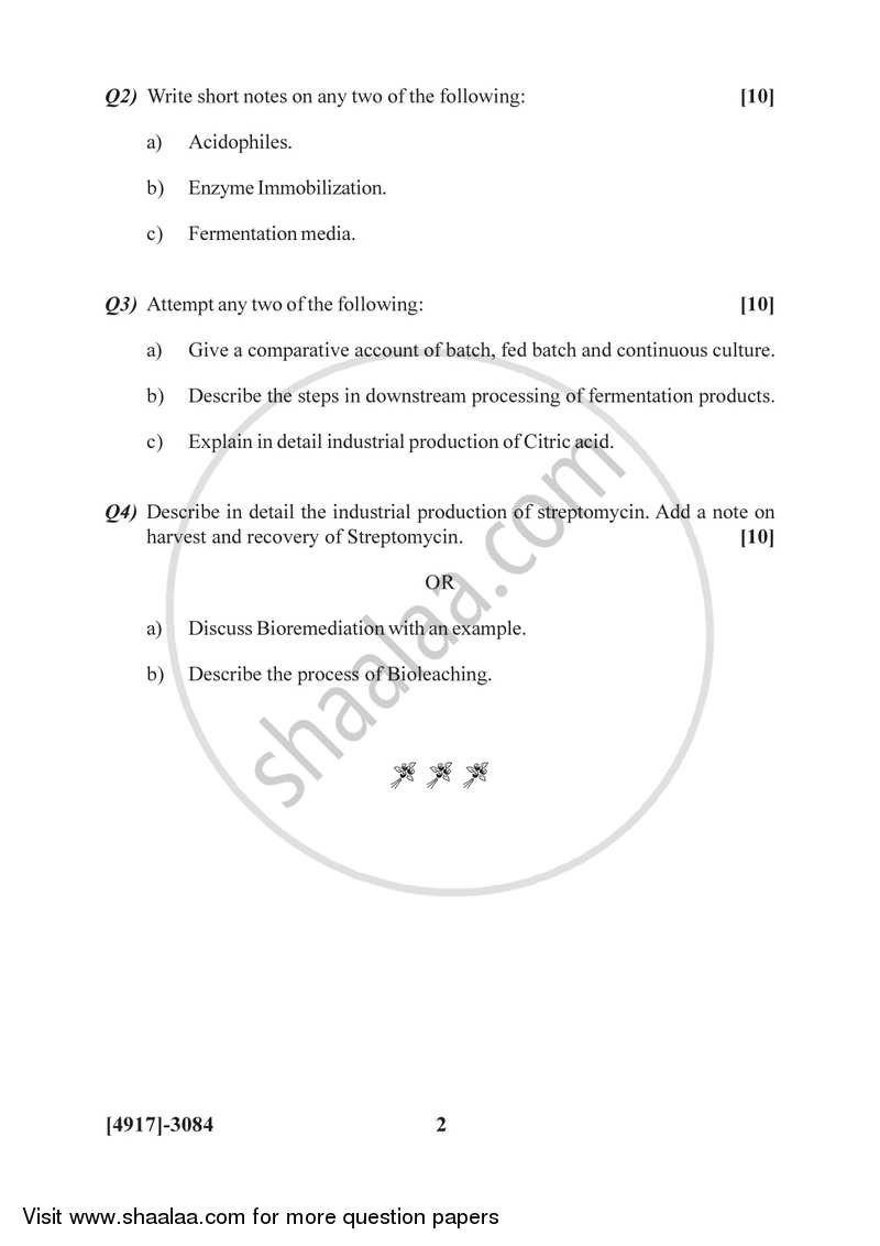 Microbial Biotechnology and Fermentation 2015-2016 Semester 5 (FYBSc) - University of Pune question paper with PDF download