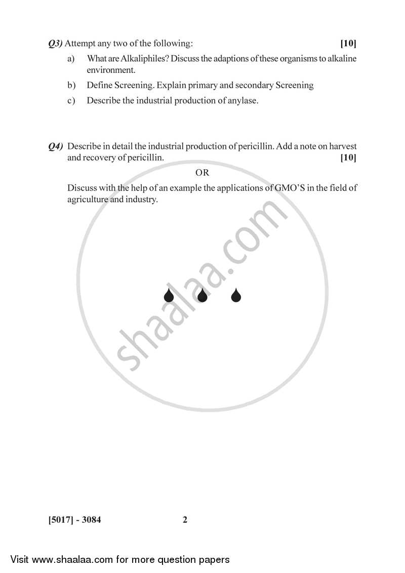 Microbial Biotechnology and Fermentation 2016-2017 Semester 5 (FYBSc) - University of Pune question paper with PDF download