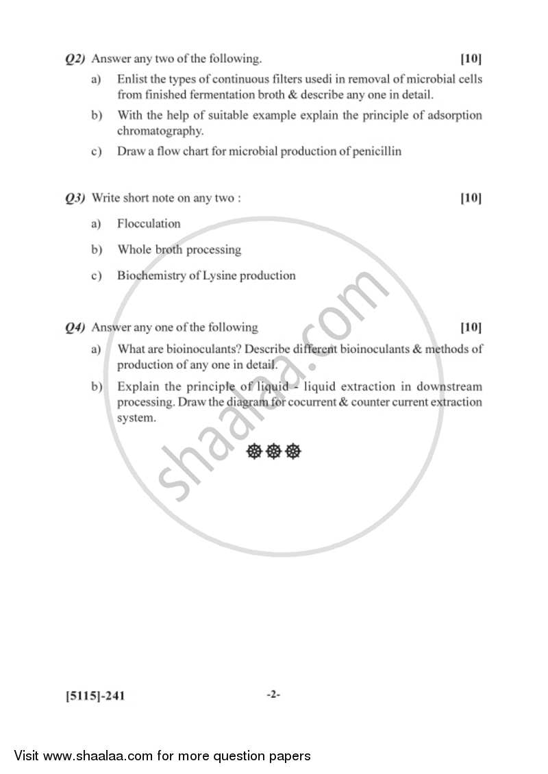 Microbial Fermentation and Downstream 2016-2017 Semester 4 (FYBSc) - University of Pune question paper with PDF download