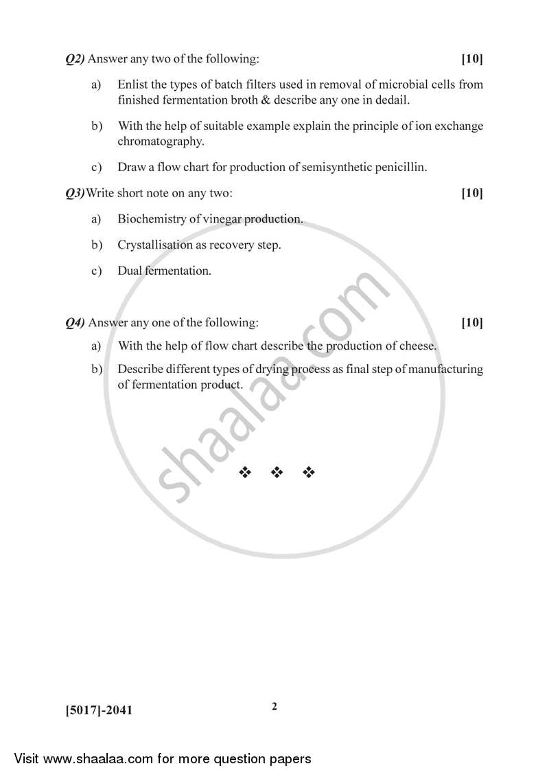 Microbial Fermentation and Downstream 2016-2017 Semester 4 (FYBSc) - University of Pune question paper with PDF download