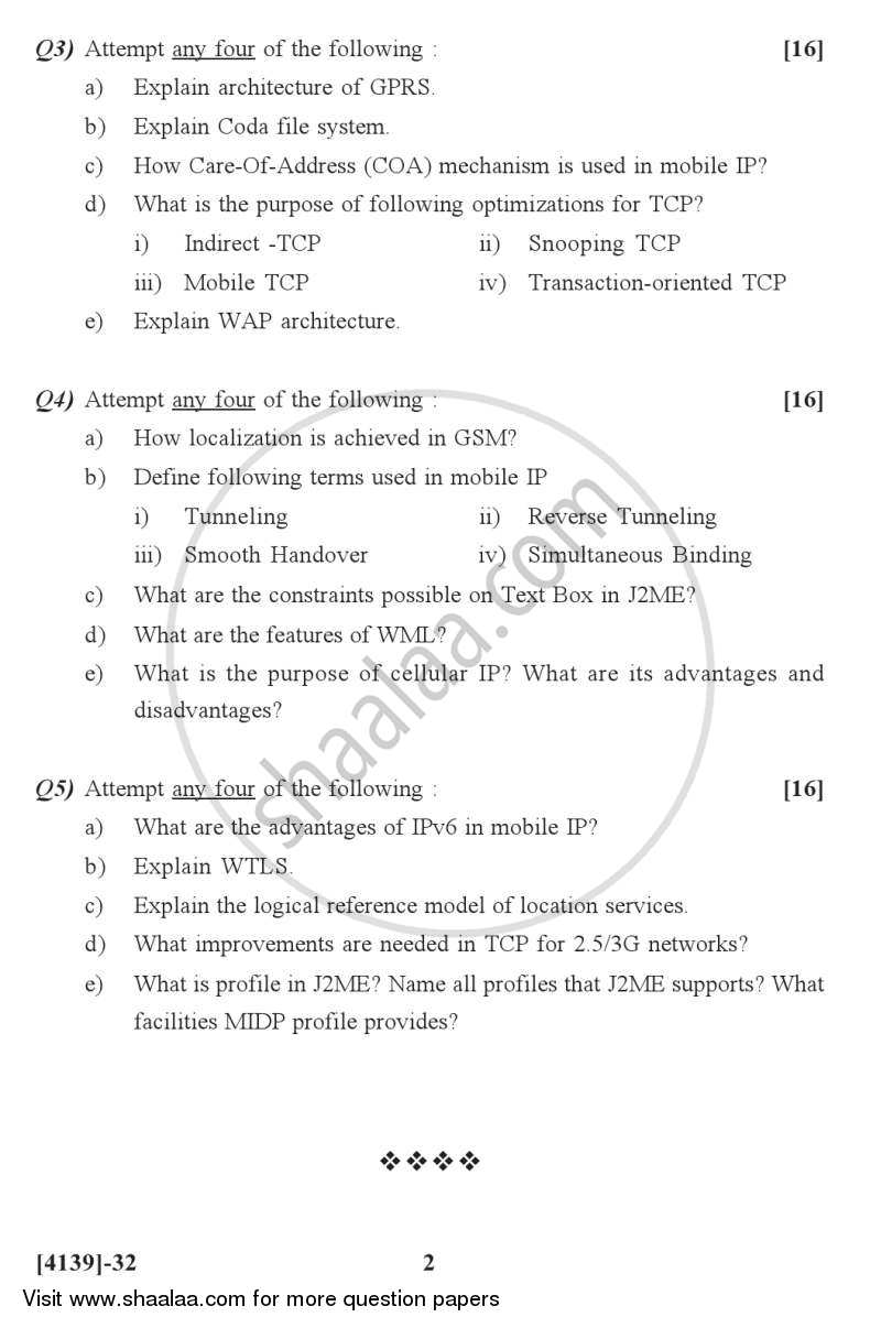 Mobile Computing 2011-2012 Semester 3 - University of Pune question paper with PDF download