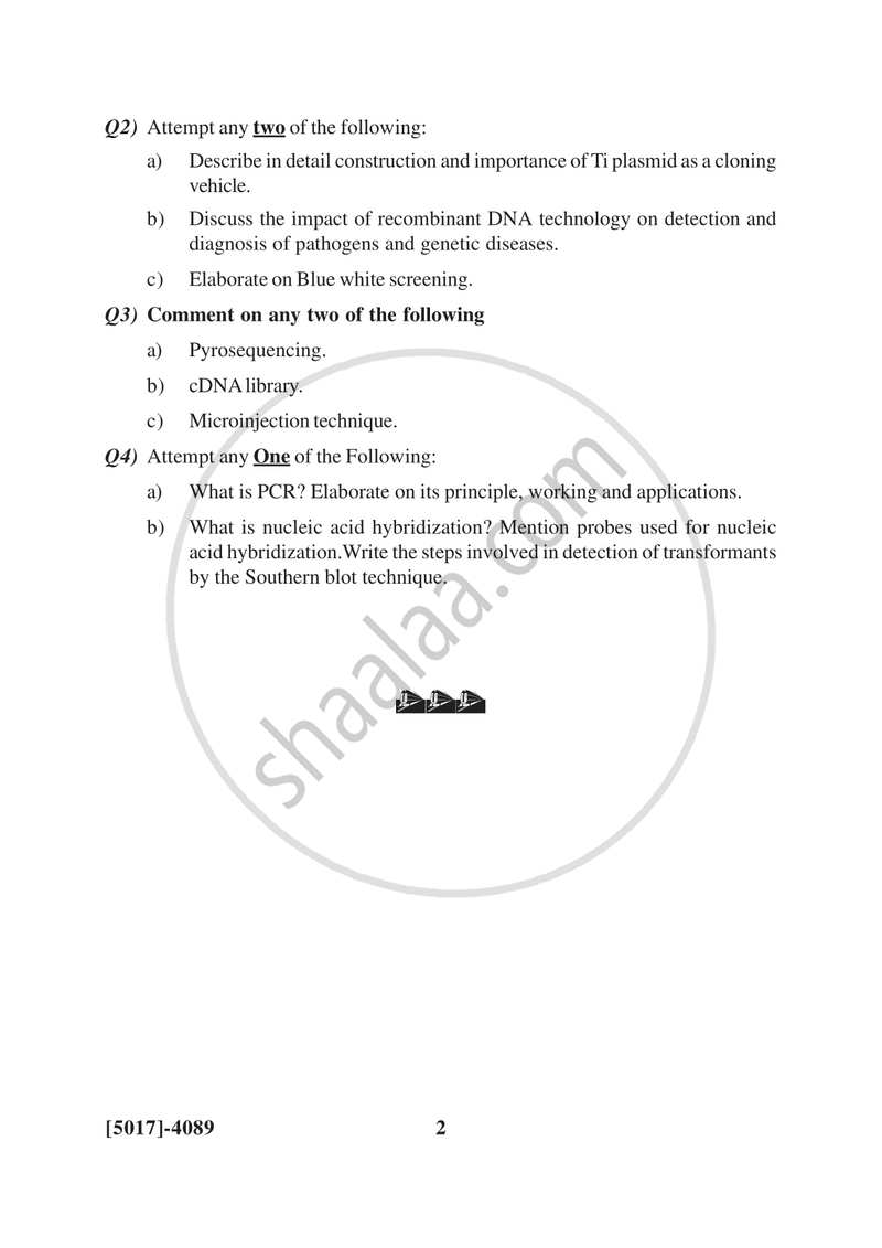 Molecular Biology and Genetic Enginnering 2016-2017 Semester 6 (FYBSc) - University of Pune question paper with PDF download