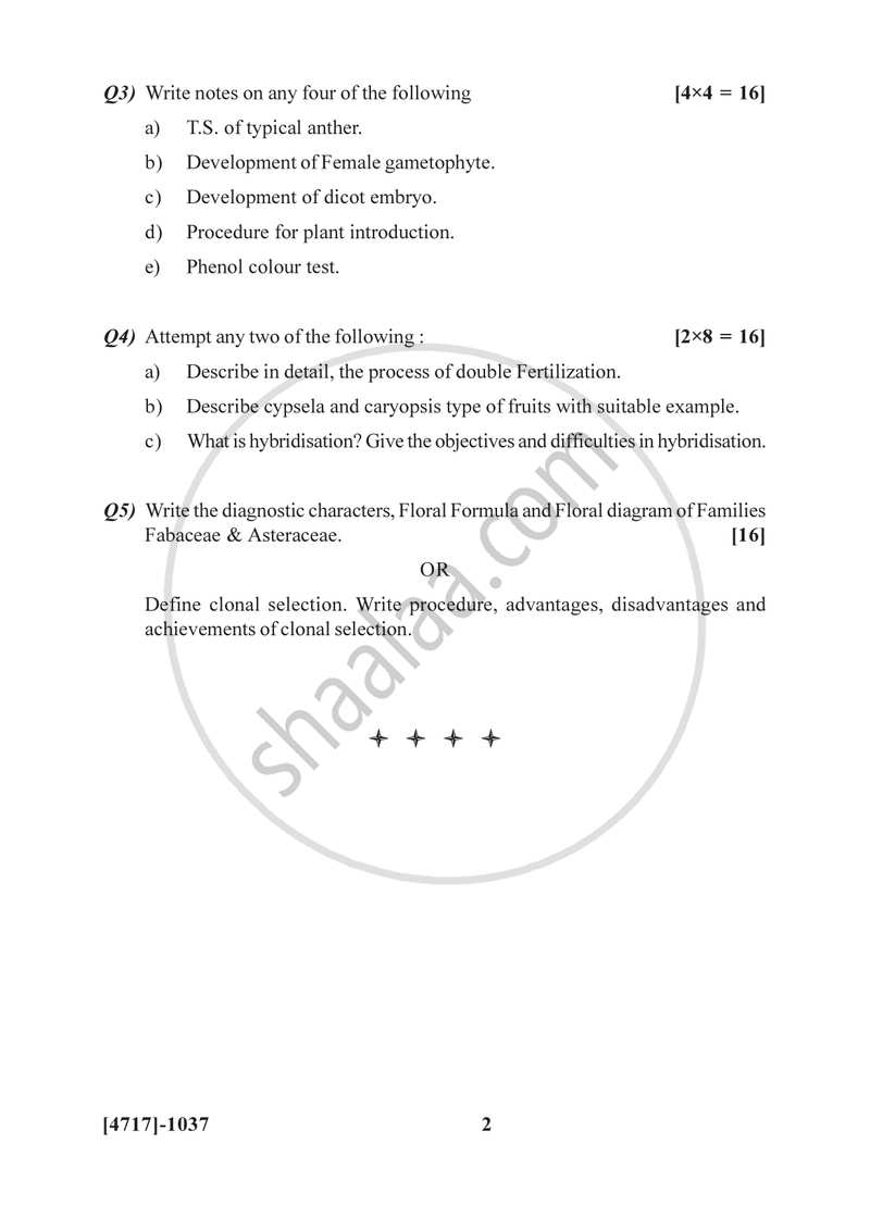 Morphology, Plant Breeding and Testing for Cultivar Genuineness 2014-2015 Semester 2 (FYBSc) - University of Pune question paper with PDF download