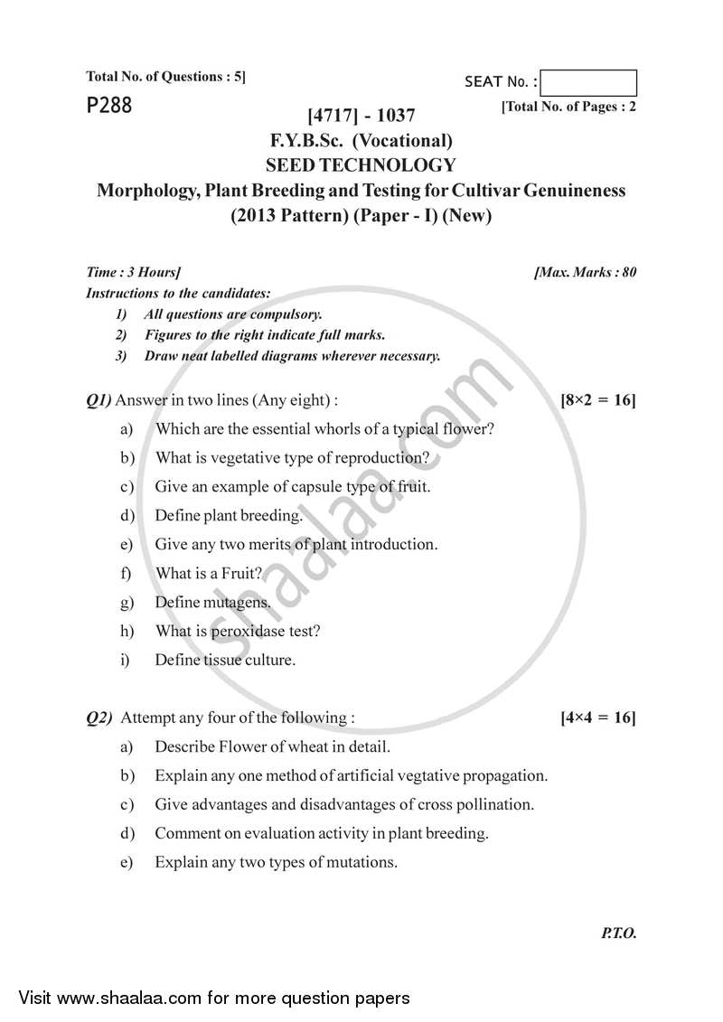 Morphology, Plant Breeding and Testing for Cultivar Genuineness 2014-2015 Semester 2 (FYBSc) - University of Pune question paper with PDF download