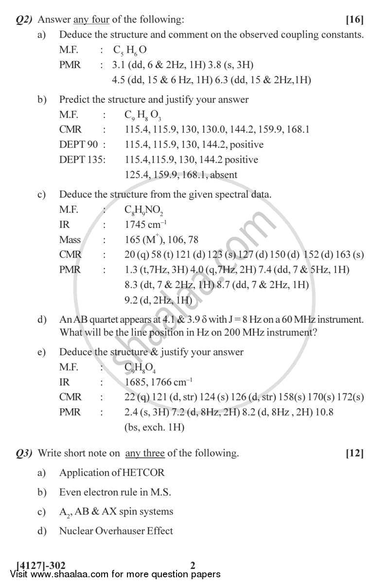 Advance Analytical Methods 2011-2012 - M.Sc. - Semester 3 - University of Pune question paper with PDF download